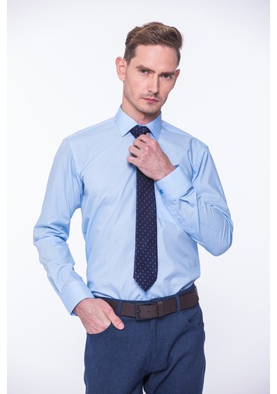Fitmens Erkek Klasik Uzun Kol Terry Cotton Hediye Kutulu Gömlek - Mavi