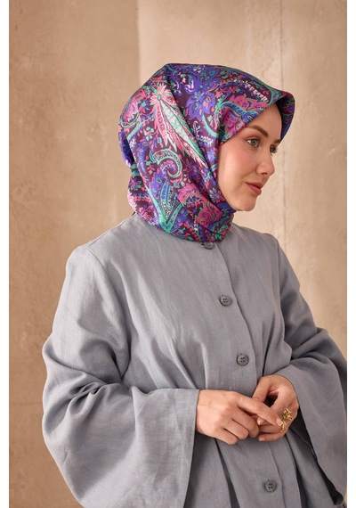 Silk Home Twill İpek Eşarp 11473-16 Koyu Mor, Patina Yeşili, Pembe, Morcivert