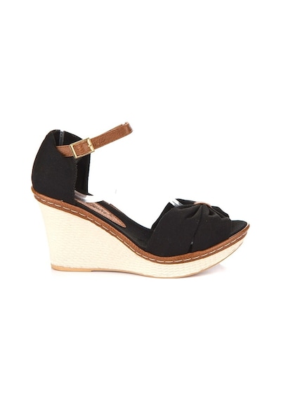 Fox Shoes Siyah Kadın Dolgu Topuklu Ayakkabı 9674040505