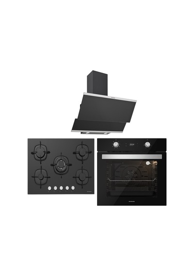 Silverline BO6504B01 - CS5365B01 - 3420 Classy 60 Siyah Cam Ankastre Set
