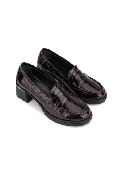 Tamer Tanca Kadın Hakiki Deri Bordo Loafer Ayakkabı 51 9620 Bn Ayk Sk26-27 Bordo Kroko