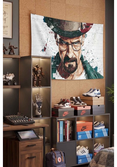 Breaking Bad Walter White Dekoratif Duvar Örtüsü Duvar Halısı Beyaz