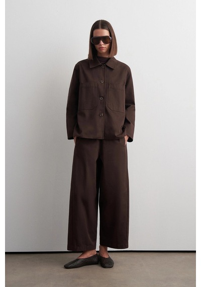 Kadriye Baştürk Barrel Gabardin Pantolon Kahverengi