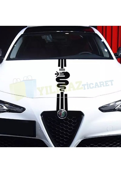 Alfa Romeo Ön Kaput Şerit Oto Sticker Etiket Giulietta 159 156 120 X 30 Cm