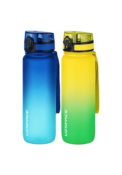 Uzspace 2'li Tritan Matara Seti 800 Ml Çift Renk Softtouch Ff Collection Tritan Su Matarası Maviturkuaz-sarıyeşil