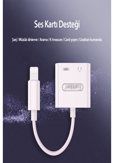 Qpen Ot46 Tak Çalıştır Lightning To 2in1 Type-c Ve Aux Dönüştürücü