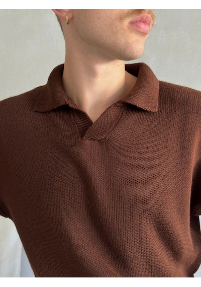 Erkek Polo Yaka Örme Oversize Kazak 001