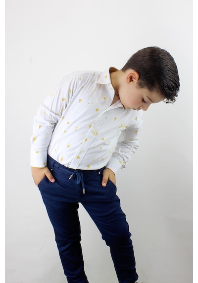 Doctor Junior Erkek Çocuk Katlanır Kollu Slim Fit Gömlek Sarı