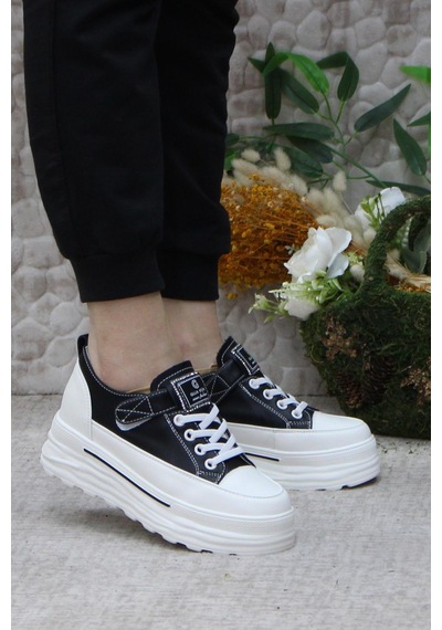 Fort Guja 24y314-8 News Fashion Gizli Dolgu Topuk Sneaker Kadın Ayakkabı Siyah