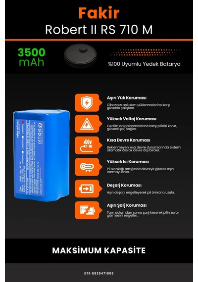 Fakir Robert Rs 710m 3500mAh Robot Süpürge Bataryası