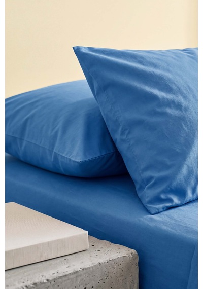 Saks Mavisi Ranforce %100 Pamuklu 2'li Yastık Kılıfı 50x70 Cm Mavi