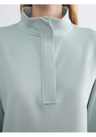 Lcw Everyday Yeşil Dik Yaka Kadın Sweatshirt Tunik