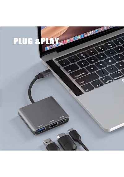 Usb Çoklayıcı 3in1 Hub Type-c 4k Hdmı Usb 3.0 Okuyucu
