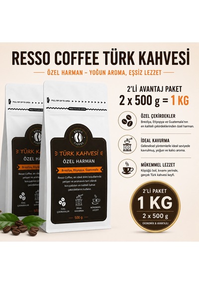 Özel Harman Nitelikli Türk Kahvesi 2 X 500 Gr 1 Kilo