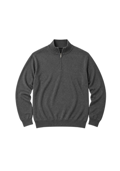Battalmoda Erkek Büyük Beden Füme Fermuarlı Dik Yaka Pamuklu Kazak 3xl-4xl-5xl-6xl