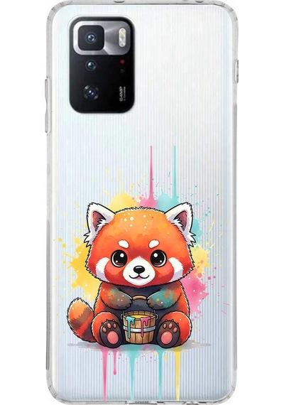 Poco X3 Gt İle Uyumlu Splash Tilki Tasarımlı Şeffaf Silikon Kılıf Şeffaf