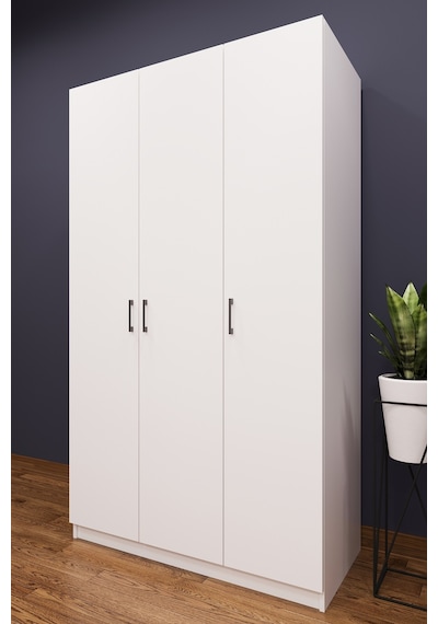 Asra Trend 3 Kapaklı Gardırop G-01 %100 MDF Geniş Hacimli Elbise Dolabı Beyaz