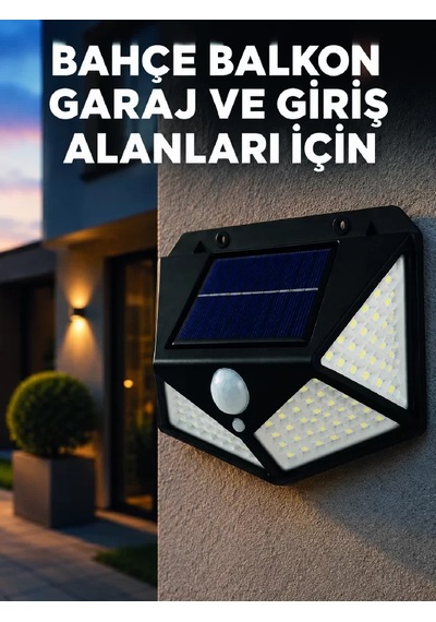 Northcity Güneş Enerjili Hareket Sensörlü Led Duvar Lambası - 3 Modlu Bahçe Aydınlatması