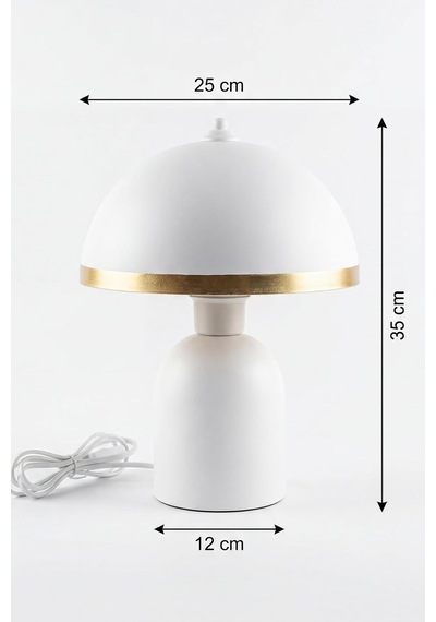 Tr Luna Gold Abajur, Bohem Masa Lambası Ve Salon Oturma Odası Aydınlatması - Beyaz - 25 Cm Modern Dekoratif Masa Genel