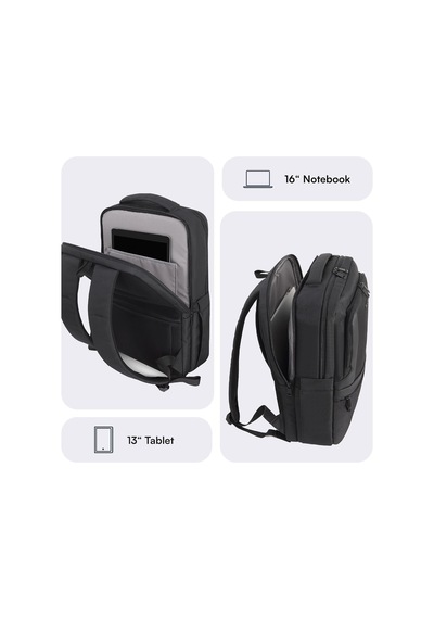 Office Eco Mce-1212 Çevre Dostu 16 İnç Su İtici Laptop Sırt Çantası, Usb Şarj Portlu Bilgisayar Ve Notebook Çantası, Kadın Erkek Bilgisayar İş Çantası, Üniversite Okul Çantası, Siyah