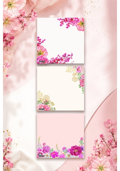 Çiçek Bloknot - 9 9 Cm Ebat- 50 Yaprak - Notepad - Memopad - Çizgisiz Not Kağıdı- To Do List - 3567