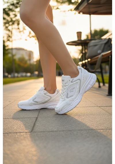 Enoch Erkek Beyaz Kalın Tabanlı Spor Ayakkabı Sneaker Günlük Rahat Kalıp Yürüyüş Modeli Beyaz