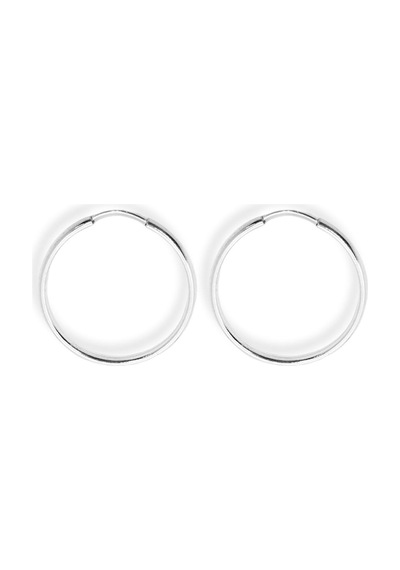 Oya Silver Oval Hatlı Yuvarlak Gümüş Halka Küpe 3x3cm- 3mm Kalınlık 925 Ayar
