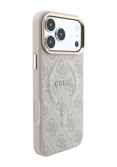 Apple iPhone Uyumlu 18 Pro Max Kılıf Guess Lisanslı M-safe  C-magnet 4g Desenli Yazı Logolu Kapak Pembe