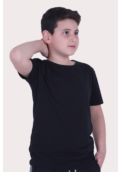 Fyk Kids Düz Model Farklı Renk Seçeneği Ile Unisex Çocuk Tişört Siyah