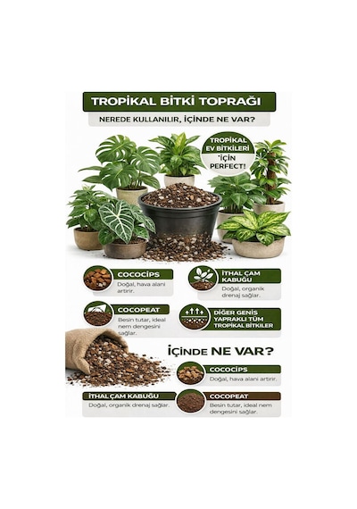 Tropikal Bitki Toprağı Karışımı Monstera Alocasia Schefflera İçin Sinek Yapmayan Formül 5 Litre Diğer