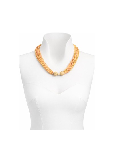 Kristal Boncuklu Kadın Kolye Boy 23 Cm Sarı