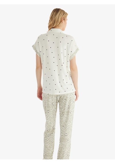 Blackspade Kadın Kısa Kol Önden Düğmeli Krem Pijama Takımı C7t5n8o15 Krem