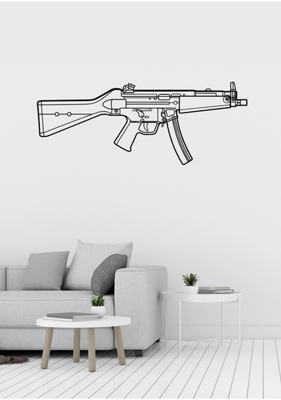 H&k Mp5 Desenli Dekoratif Metal Duvar Süsü