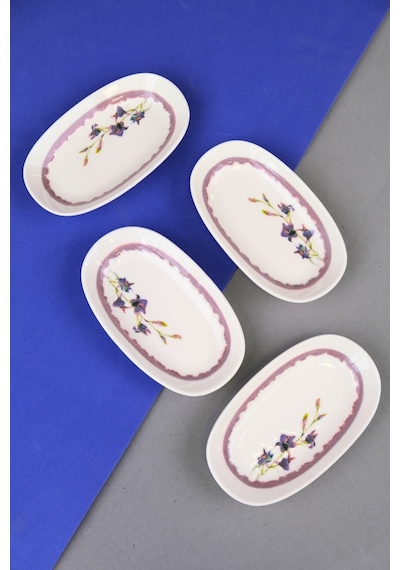Tabak Evi Porselen Morden Oval Kayık Tabak 15x8,5x2cm 4 Parça Çok Renkli