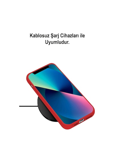 Apple Uyumlu  iPhone 13 ile Logolu Silikon Kılıf Altı Kapalı İçi Kadife Lansman Arka Kapak