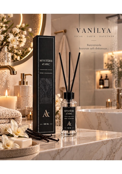 Premium Oda Kokusu Bambu Çubuklu Beyaz Şişe 100 Ml Vanilya