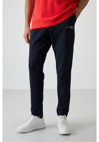 Tommy Life Fiesta - Lacivert Pamuklu Kalın Yumuşak Dokulu Oversize Fit Nakışlı Erkek Eşofman Takım - 85252 Kırmızı - Lacivert