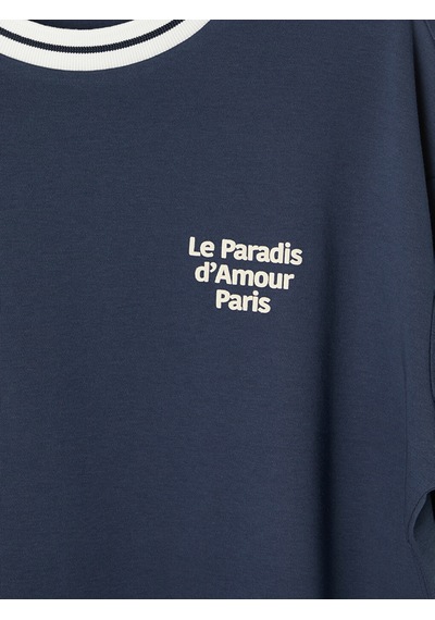 Lcw Vision Lacivert Paris Baskılı Oversize Kadın Tişört