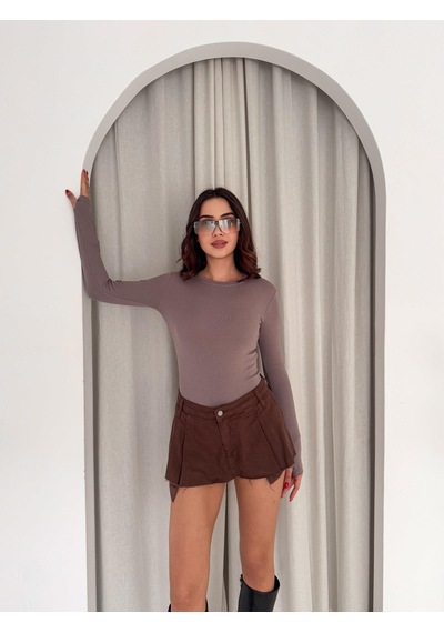 Elaxi Kadın Bisiklet Yaka Uzun Kollu Parmak Geçme Detaylı Altı Çıtçıtlı Full Likralı Buzzy Body Vizon Elaxi Kadın Bisiklet Yaka Uzun Kollu Parmak Geçme Detaylı Altı Çıtçıtlı Full Likralı Buzzy Body Vizon