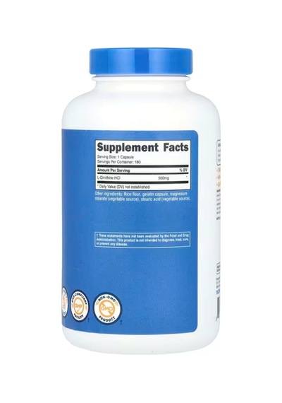 Nutricost, L-ornithine, 500 Mg, 180 Capsules.abd Menşei