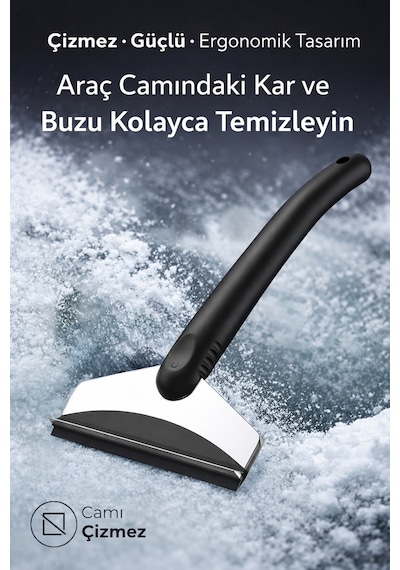 Mega Oto Market Araba Buz Kazıyıcı Ve Kar Temizleme Küreği Çift Taraflı Oto Cam Buz Kazıma Aparatı Siyah