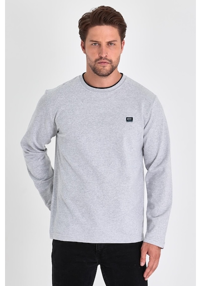 Comeor Çift Bisiklet Yaka Baskı Detaylı Standart Fit Erkek Sweatshirt Gri 001