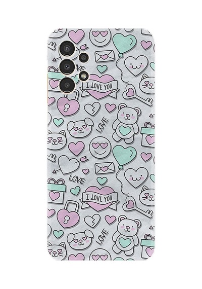 Samsung Samsung Galaxy Uyumlu A54 Kılıf Resimli Desenli Silikon Platinium Series I Love You 1882