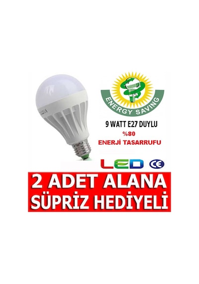 9 Watt E27 Duylu Enerji Tasarruflu Led Ampul 9W Beyaz Işık Lamba