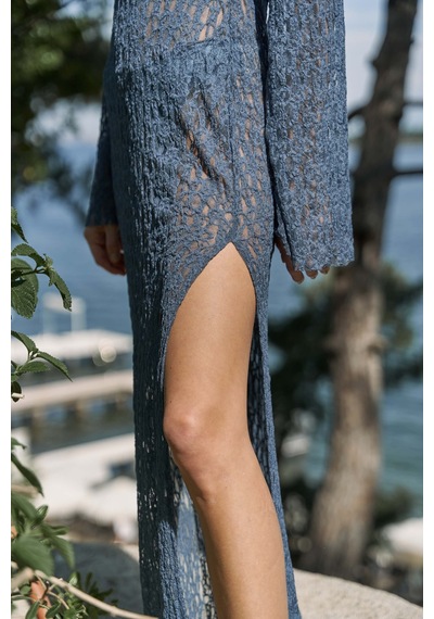 Mai Collection Mai Studios Co. Caroline Dantelli İndigo Uzun Elbise İndigo Mai Collection Mai Studios Co. Caroline Dantelli İndigo Uzun Elbise İndigo
