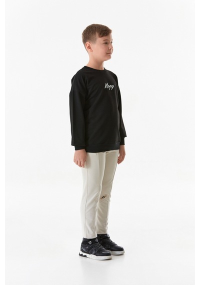Fullamoda Önü Ve Arkası Baskılı Bisiklet Yaka Erkek Çocuk Sweatshirt 25kcck1303216278-siyah Siyah