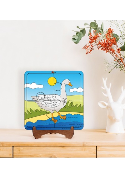 Bk Toys Çocuklar İçin 2 Si 1 Arada Eğitici-öğretici Ahşap 4 Parça Yapboz Puzzle Çerçeve Model 23