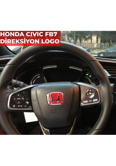 Honda Civic Fc5-Fb7-Fd6 Uyumlu Ithal Kırmızı Direksiyon Logo