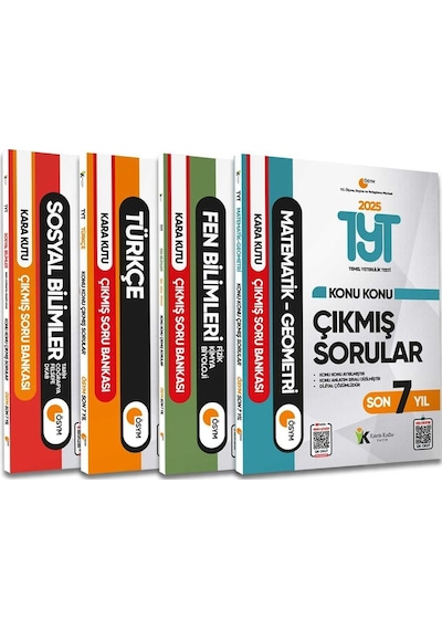 2025 YKS-TYT Tüm Dersler Çıkmış Soru Bankası Kara Kutu 4lü Set Konu Konu Son 7 Yıl Video/PDF Çözümlü