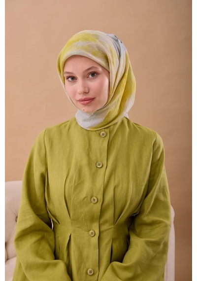 Silk Home Olinda İpek Eşarp 47004-06 Gri, Koyu Yeşil, Sarı, Çağla